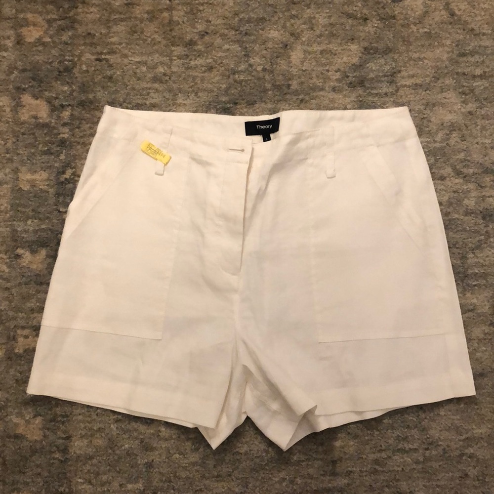 Theory White Linen Shorts Size 6